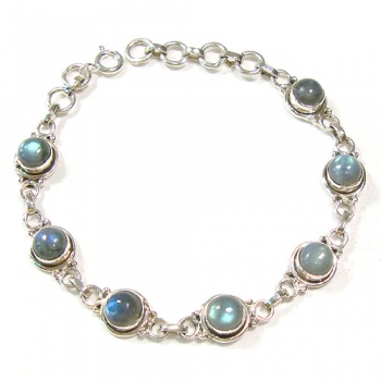 Pure silver round gemstone bracelet  